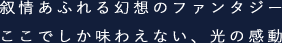 叙情あふれる幻想のファンタジー　ここでしか味わえない、光の感動